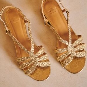 NEW Sezane Rosa Low Gold Rope Sandals Sz 41